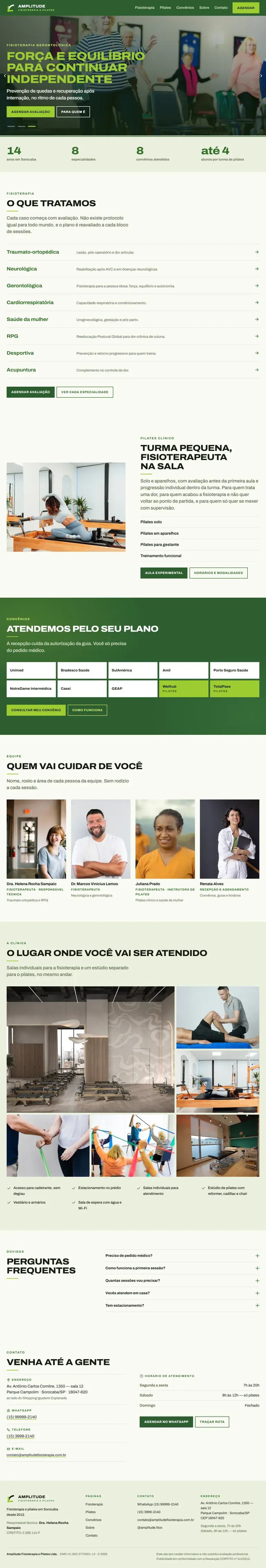 Página inteira do site Amplitude Fisioterapia e Pilates